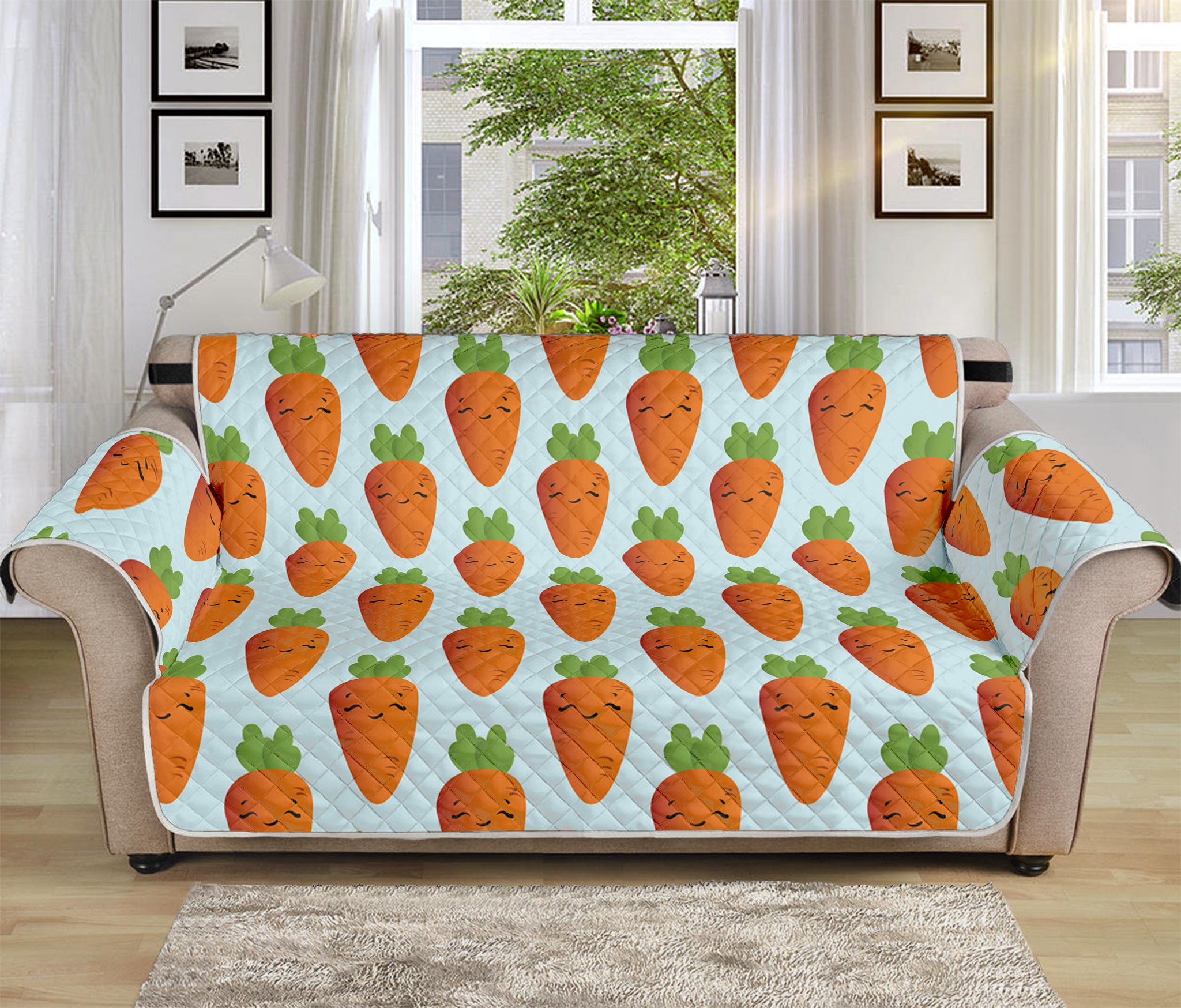 Smiling Carrot Pattern Print Sofa Protector