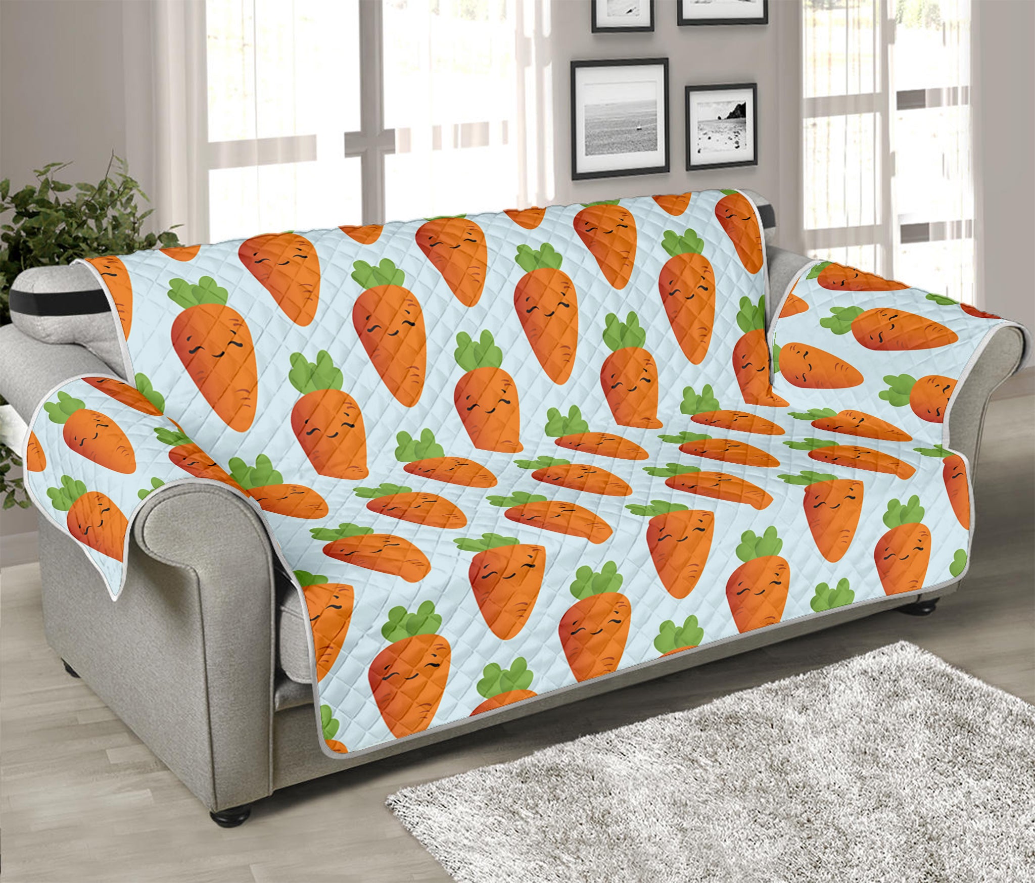 Smiling Carrot Pattern Print Sofa Protector