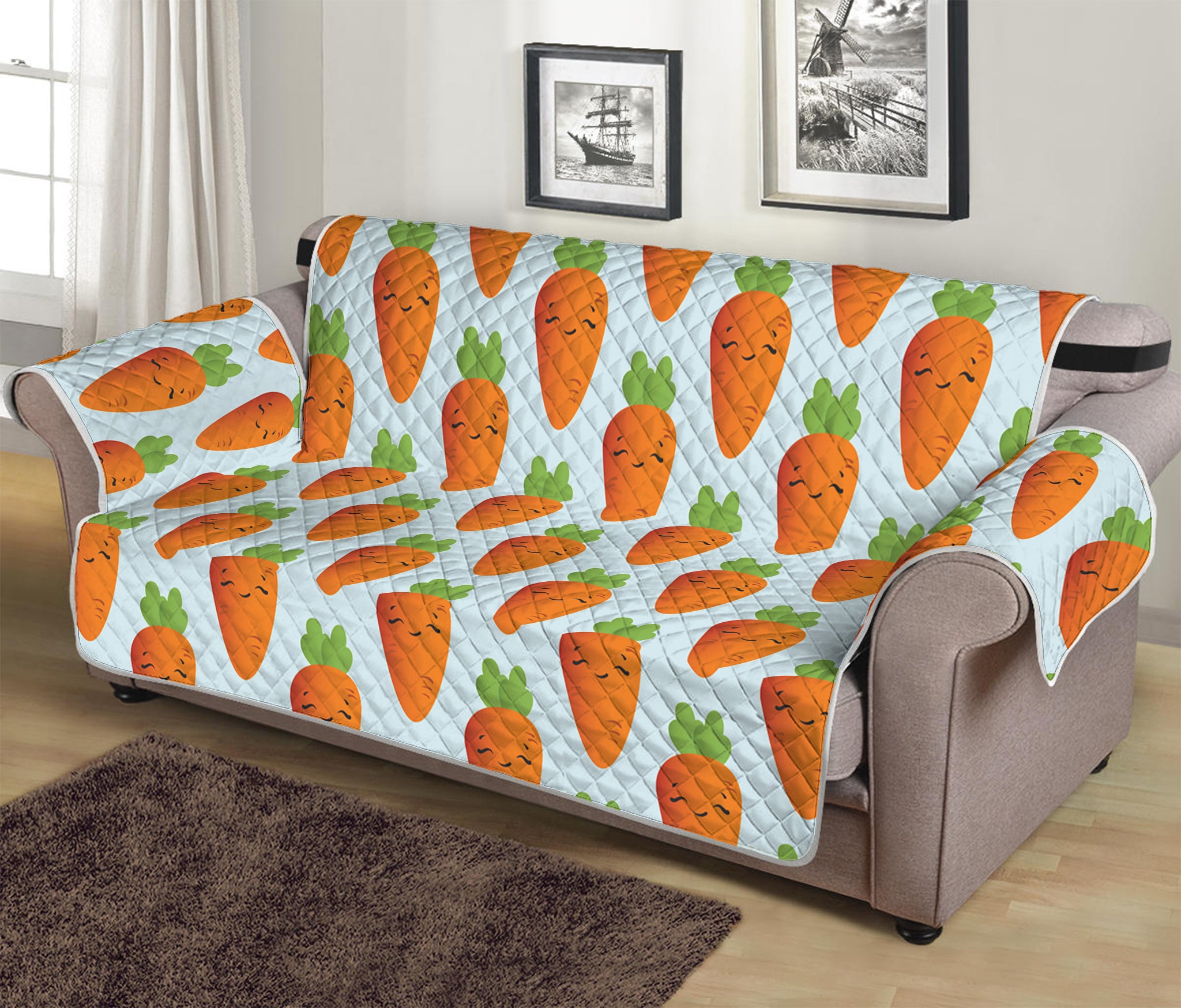 Smiling Carrot Pattern Print Sofa Protector