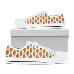 Smiling Carrot Pattern Print White Low Top Shoes