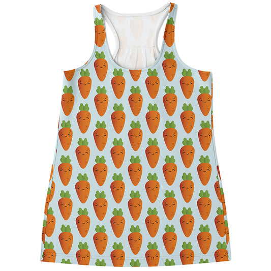 Smiling Carrot Pattern Print Women's Racerback Tank Top