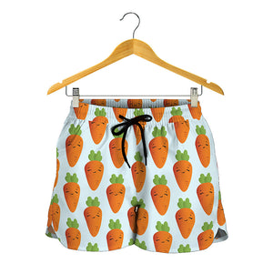 Smiling Carrot Pattern Print Women's Shorts