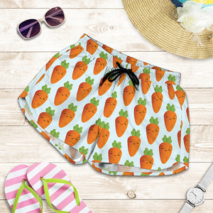 Smiling Carrot Pattern Print Women's Shorts