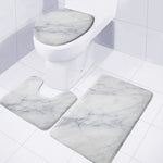 Smoke Grey Marble Print 3 Piece Bath Mat Set