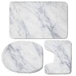 Smoke Grey Marble Print 3 Piece Bath Mat Set