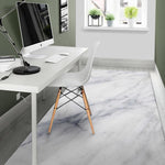 Smoke Grey Marble Print Area Rug GearFrost