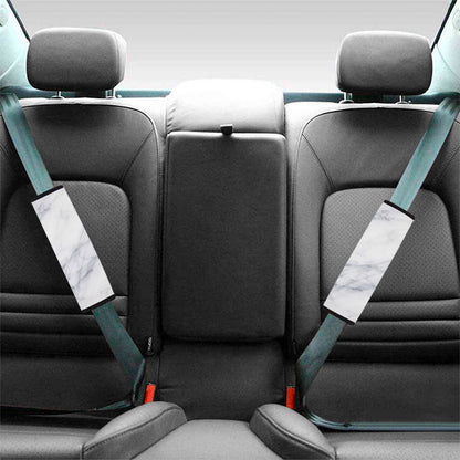 Smoke Grey Marble Print Car Seat Belt Covers