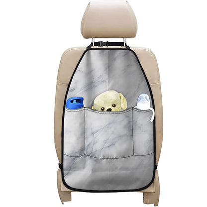 Smoke Grey Marble Print Car Seat Organizers
