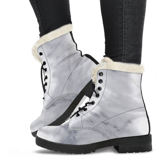 Smoke Grey Marble Print Comfy Boots GearFrost