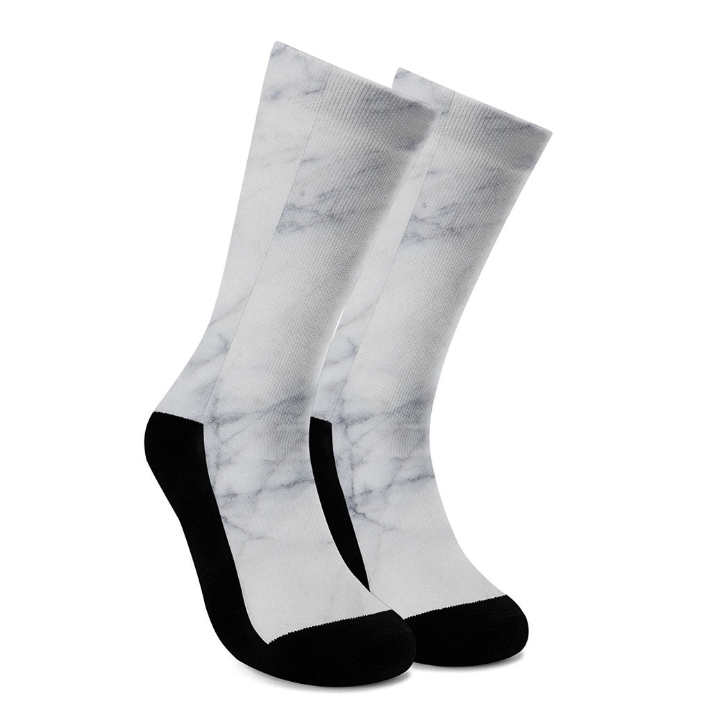 Smoke Grey Marble Print Crew Socks