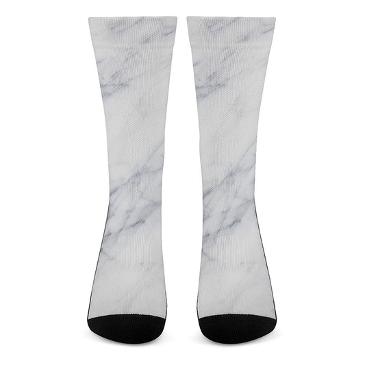 Smoke Grey Marble Print Crew Socks