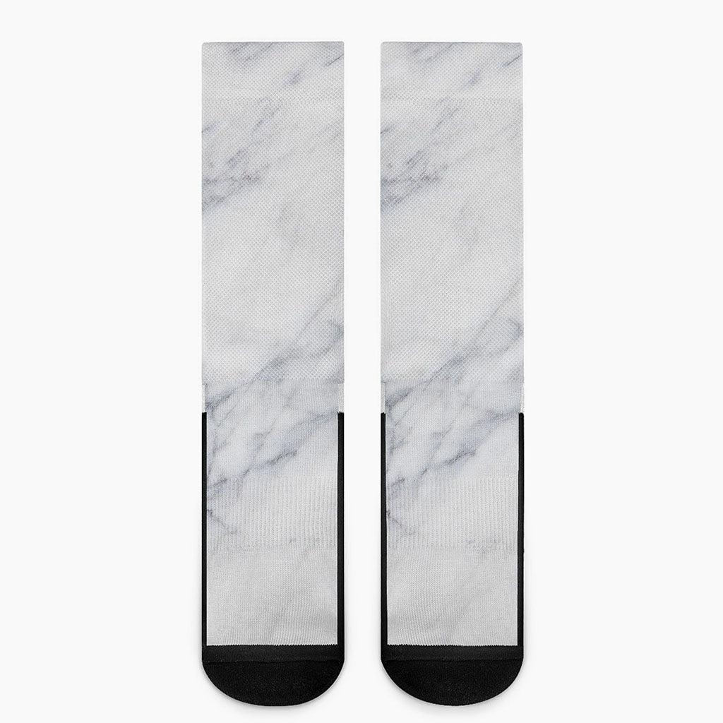 Smoke Grey Marble Print Crew Socks