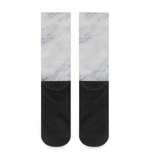 Smoke Grey Marble Print Crew Socks