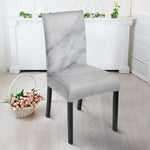 Smoke Grey Marble Print Dining Chair Slipcover