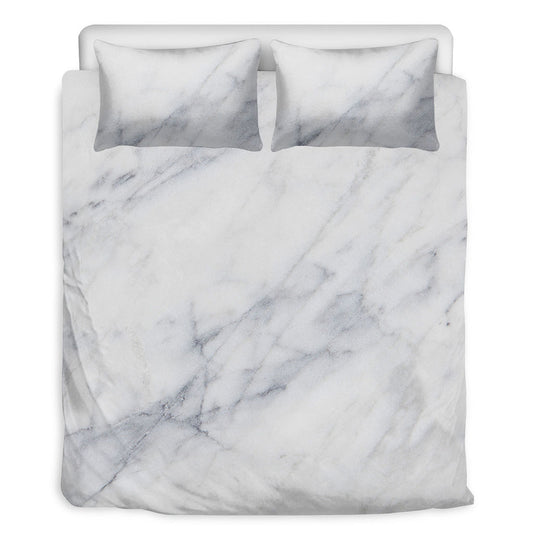 Smoke Grey Marble Print Duvet Cover Bedding Set