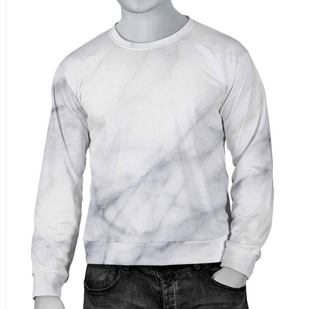 Smoke Grey Marble Print Men's Crewneck Sweatshirt GearFrost