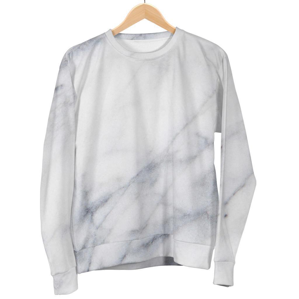 Smoke Grey Marble Print Men's Crewneck Sweatshirt GearFrost