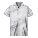 Smoke Grey Marble Print Men's Short Sleeve Shirt