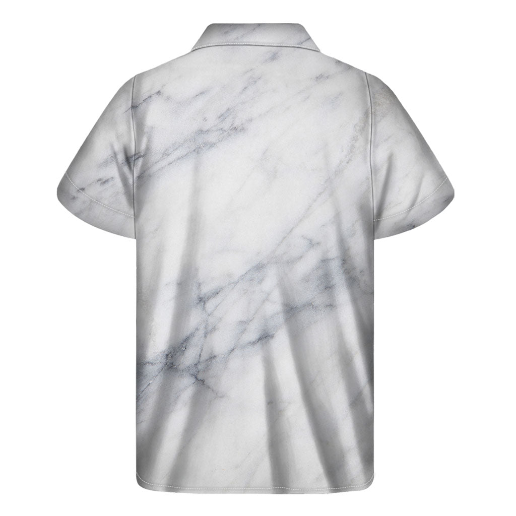Smoke Grey Marble Print Men's Short Sleeve Shirt