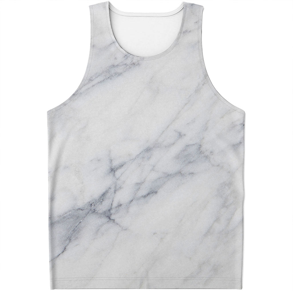 Smoke Grey Marble Print Men's Tank Top