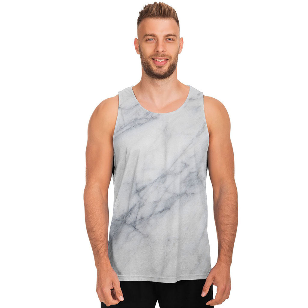 Smoke Grey Marble Print Men's Tank Top
