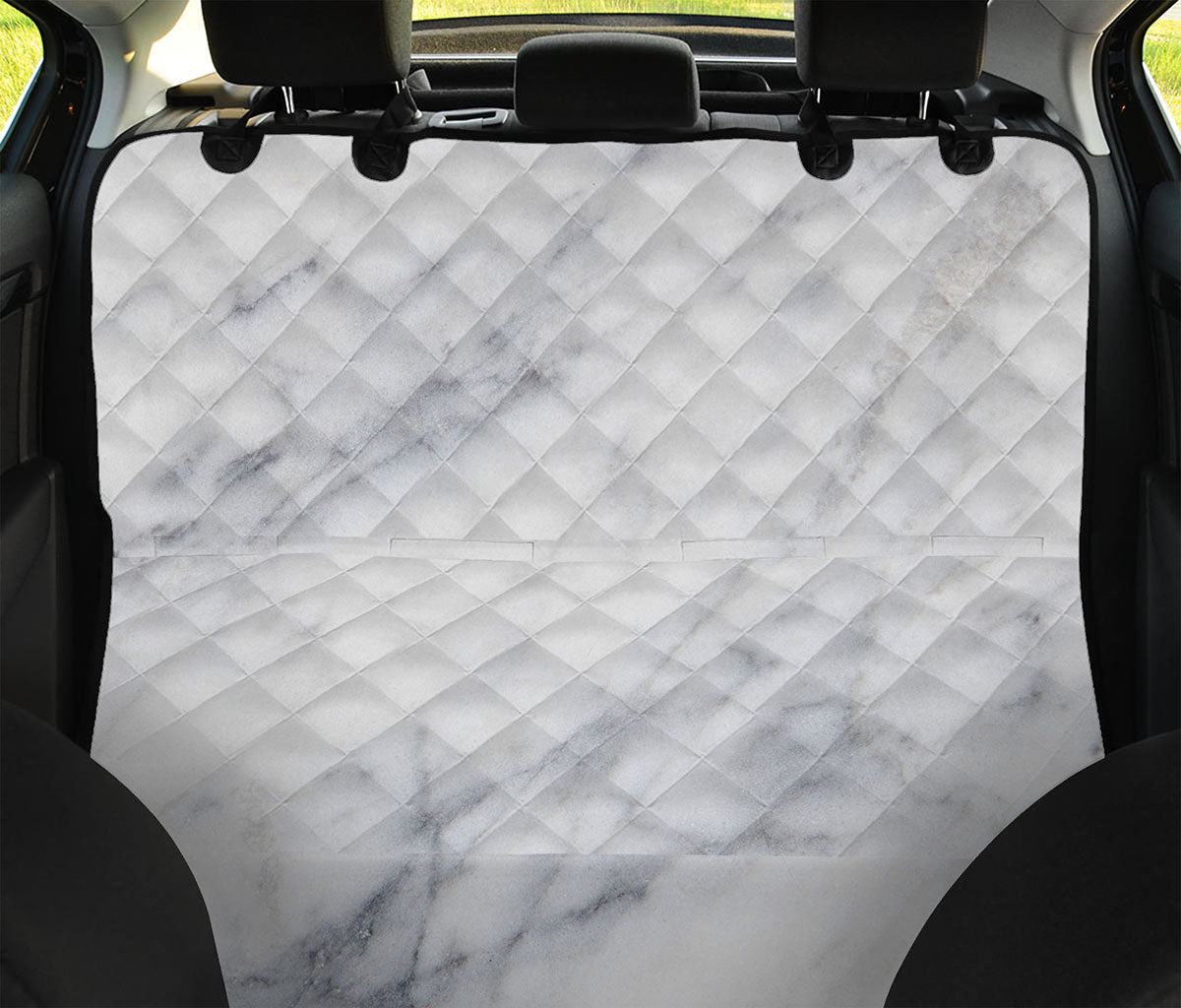 Smoke Grey Marble Print Pet Car Back Seat Cover