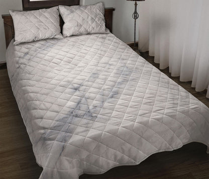 Smoke Grey Marble Print Quilt Bed Set