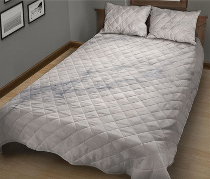 Smoke Grey Marble Print Quilt Bed Set