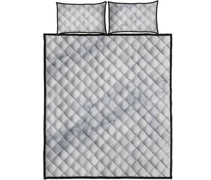 Smoke Grey Marble Print Quilt Bed Set