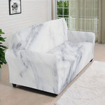 Smoke Grey Marble Print Sofa Cover
