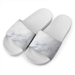 Smoke Grey Marble Print White Slide Sandals