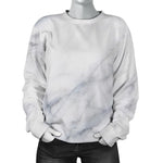 Smoke Grey Marble Print Women's Crewneck Sweatshirt GearFrost