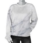 Smoke Grey Marble Print Women's Crewneck Sweatshirt GearFrost