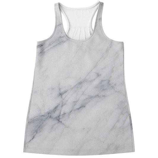 Smoke Grey Marble Print Women's Racerback Tank Top