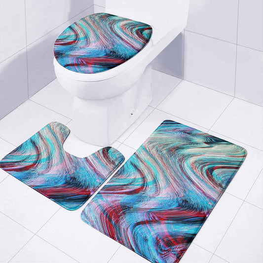 Smoke Psychedelic Trippy Print 3 Piece Bath Mat Set