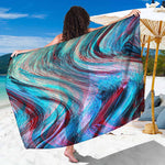 Smoke Psychedelic Trippy Print Beach Sarong Wrap