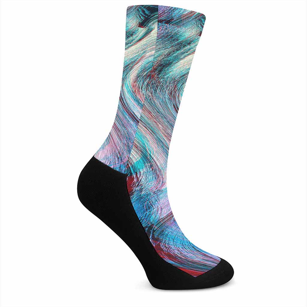 Smoke Psychedelic Trippy Print Crew Socks