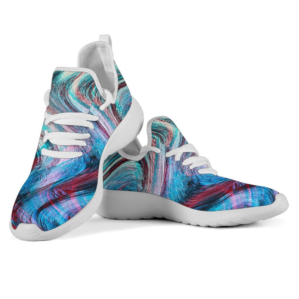 Smoke Psychedelic Trippy Print Mesh Knit Shoes GearFrost