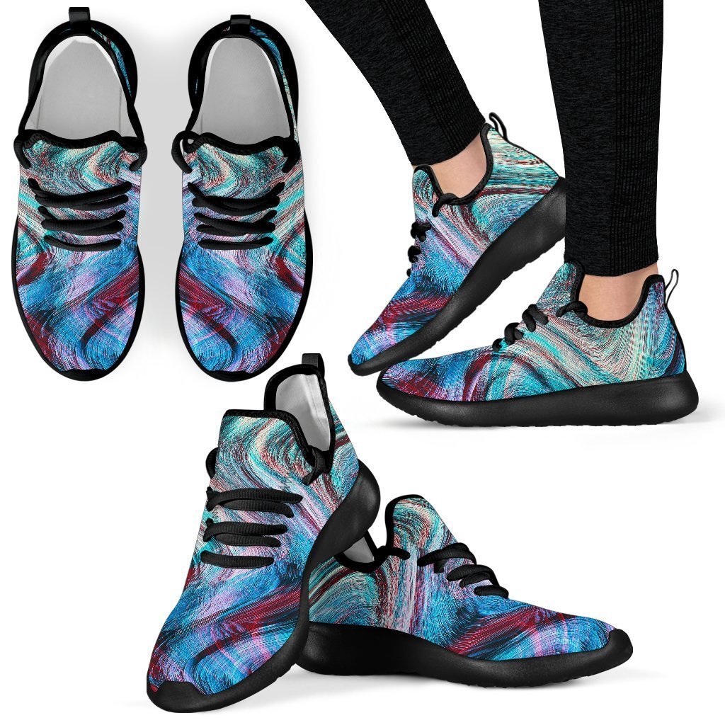Smoke Psychedelic Trippy Print Mesh Knit Shoes GearFrost