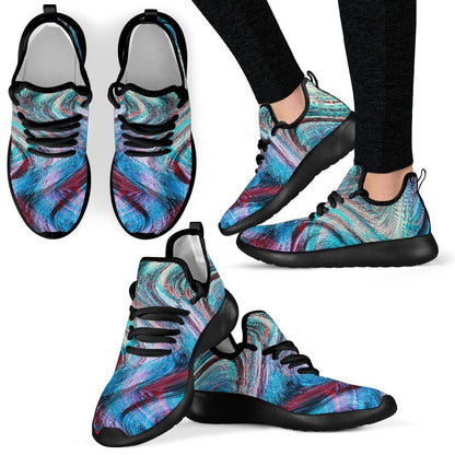 Smoke Psychedelic Trippy Print Mesh Knit Shoes GearFrost