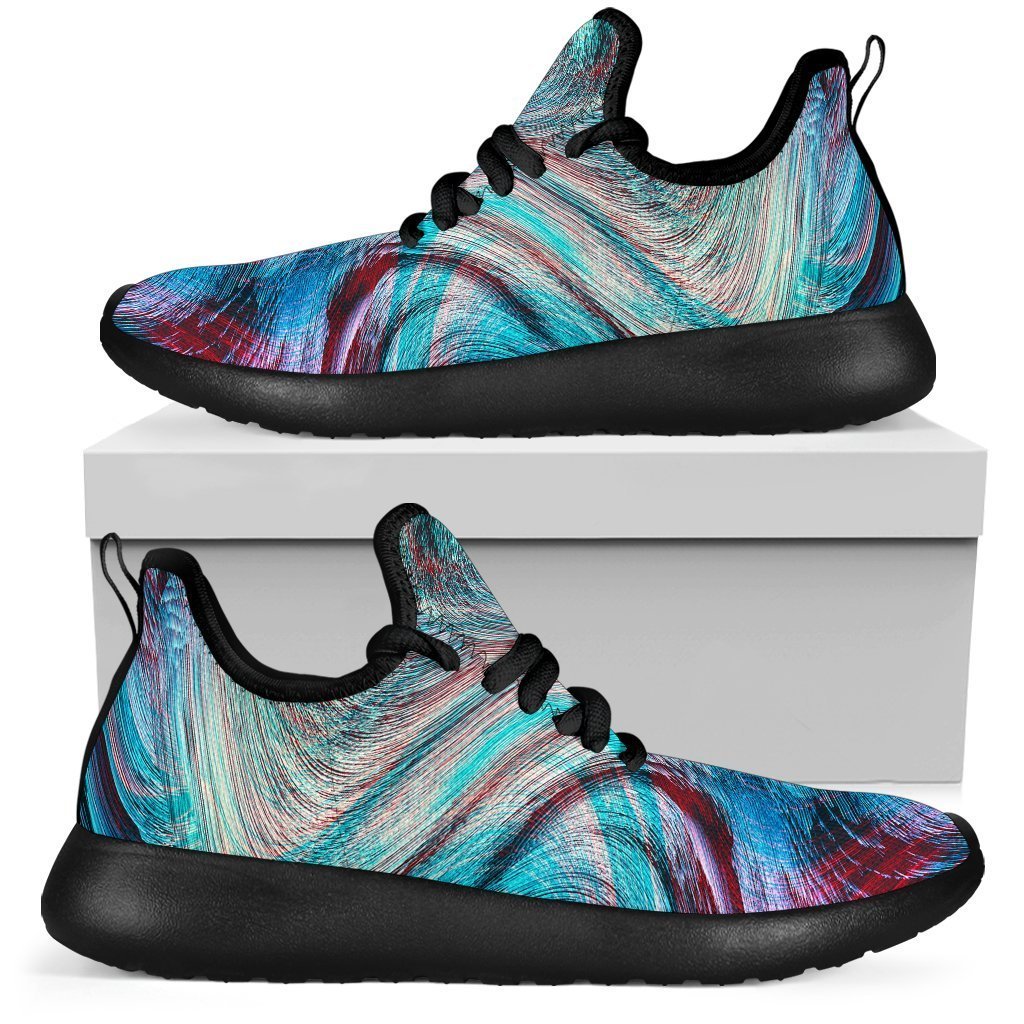 Smoke Psychedelic Trippy Print Mesh Knit Shoes GearFrost