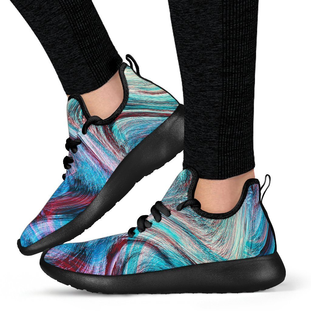 Smoke Psychedelic Trippy Print Mesh Knit Shoes GearFrost