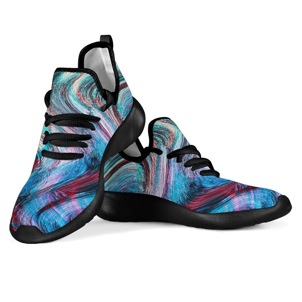 Smoke Psychedelic Trippy Print Mesh Knit Shoes GearFrost
