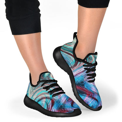 Smoke Psychedelic Trippy Print Mesh Knit Shoes GearFrost