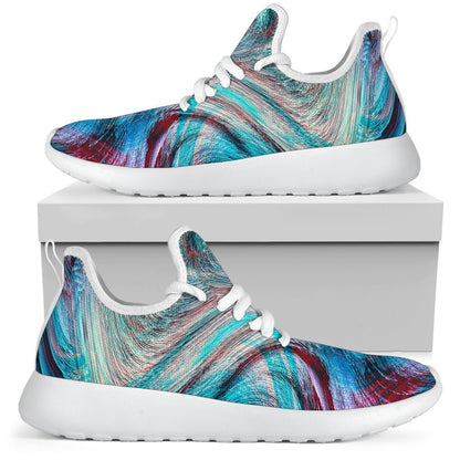 Smoke Psychedelic Trippy Print Mesh Knit Shoes GearFrost