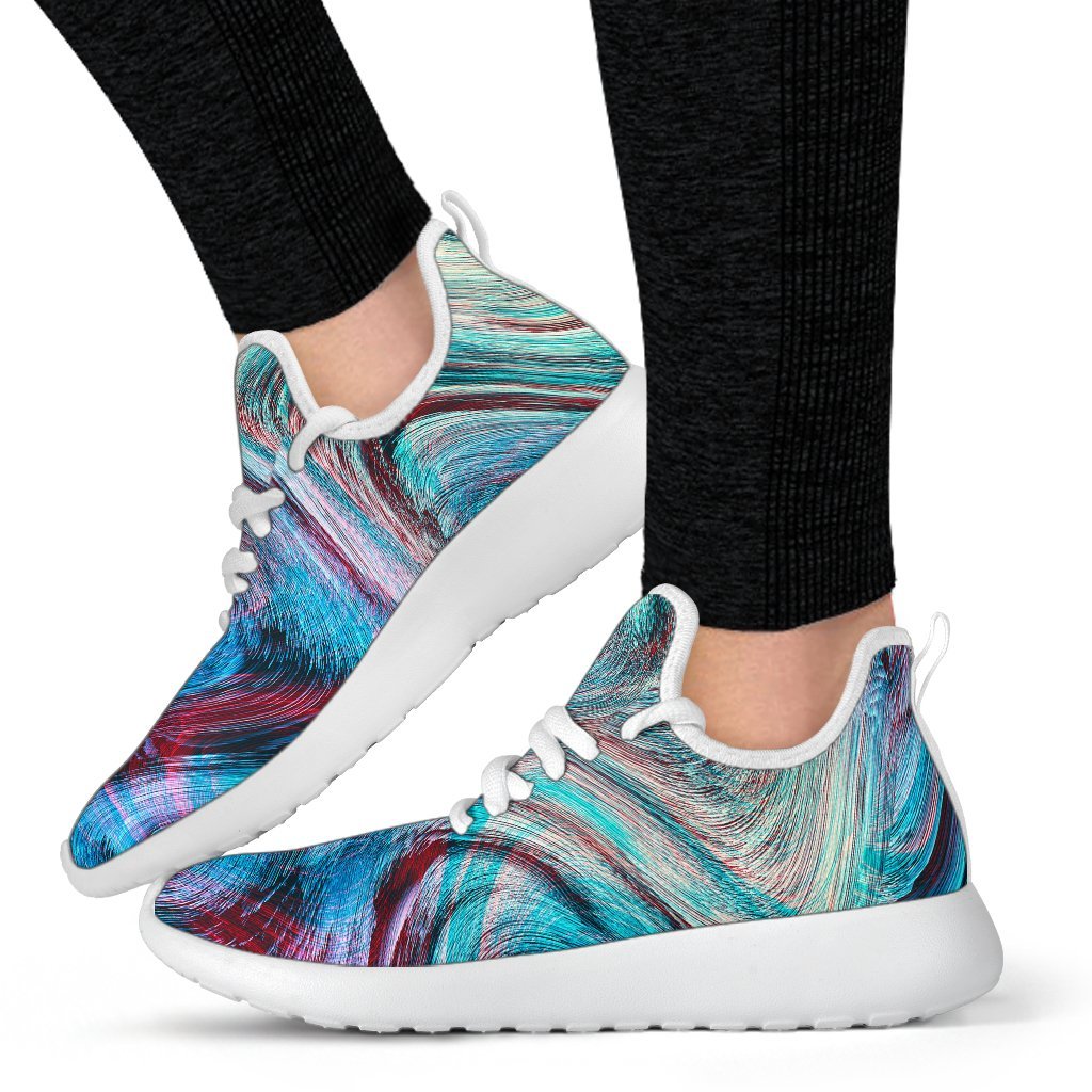 Smoke Psychedelic Trippy Print Mesh Knit Shoes GearFrost