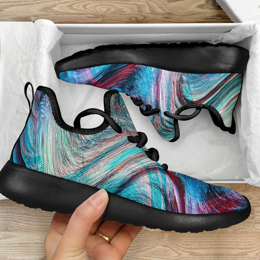 Smoke Psychedelic Trippy Print Mesh Knit Shoes GearFrost