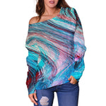 Smoke Psychedelic Trippy Print Off Shoulder Sweatshirt GearFrost