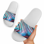 Smoke Psychedelic Trippy Print White Slide Sandals