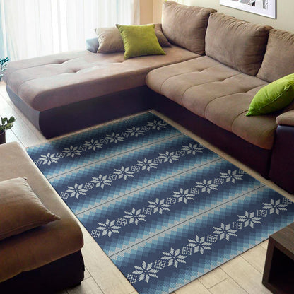 Snow Flower Knitted Pattern Print Area Rug